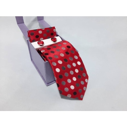 Men Polka Dot Tie - Black & Red