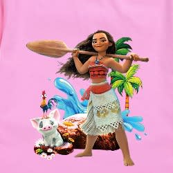 AWW -  Girl Top - Moana Print - Pink