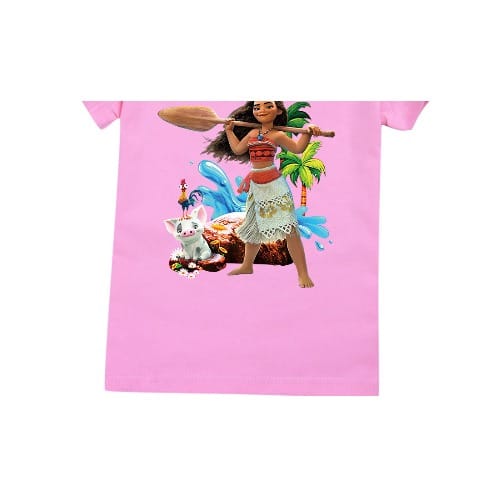 AWW -  Girl Top - Moana Print - Pink