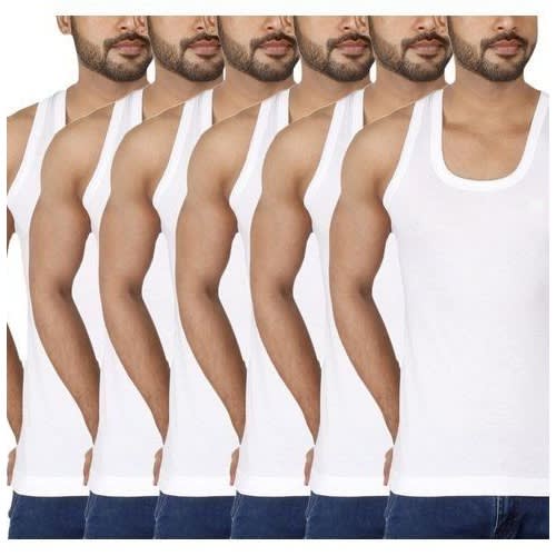 Men's Singlets- 6 Pieces - White