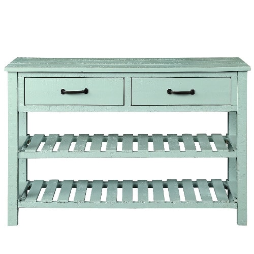 Alcoa Console Table  Drawers And Shelf - Antique Blue