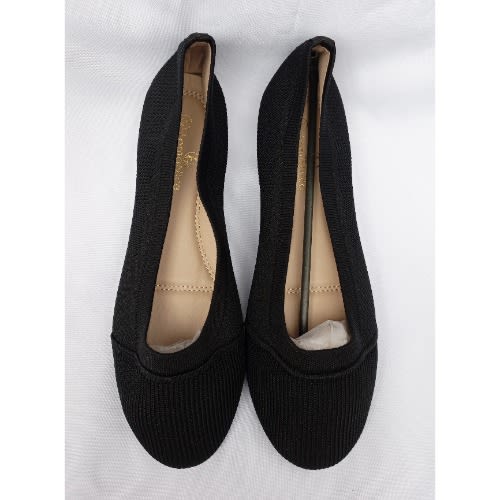 Ladies Socks Flat Office Shoe - Black