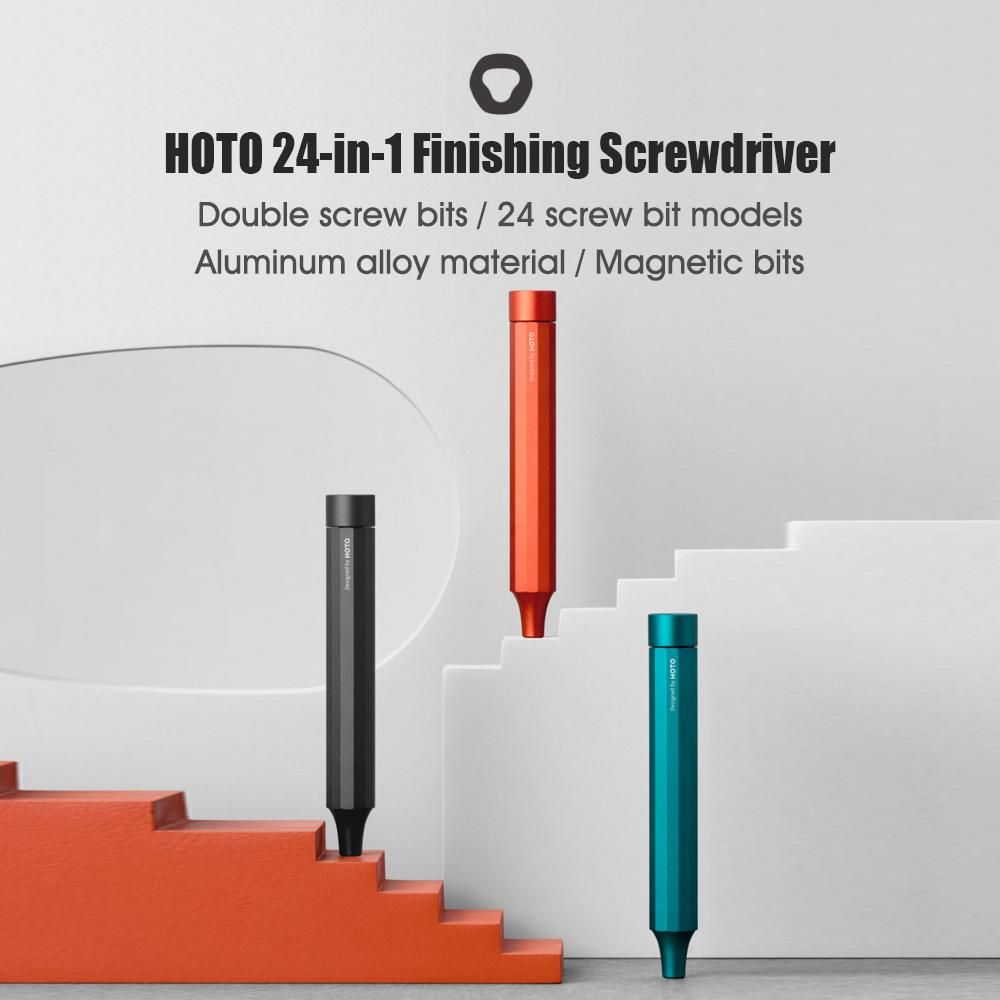 HOTO 24-In-1 Precision Screwdriver Set Double Screw Bits 24 Screw Bit Models With Magnetic Design Portable Mini Multi-Function Repairing Hand Tool Set