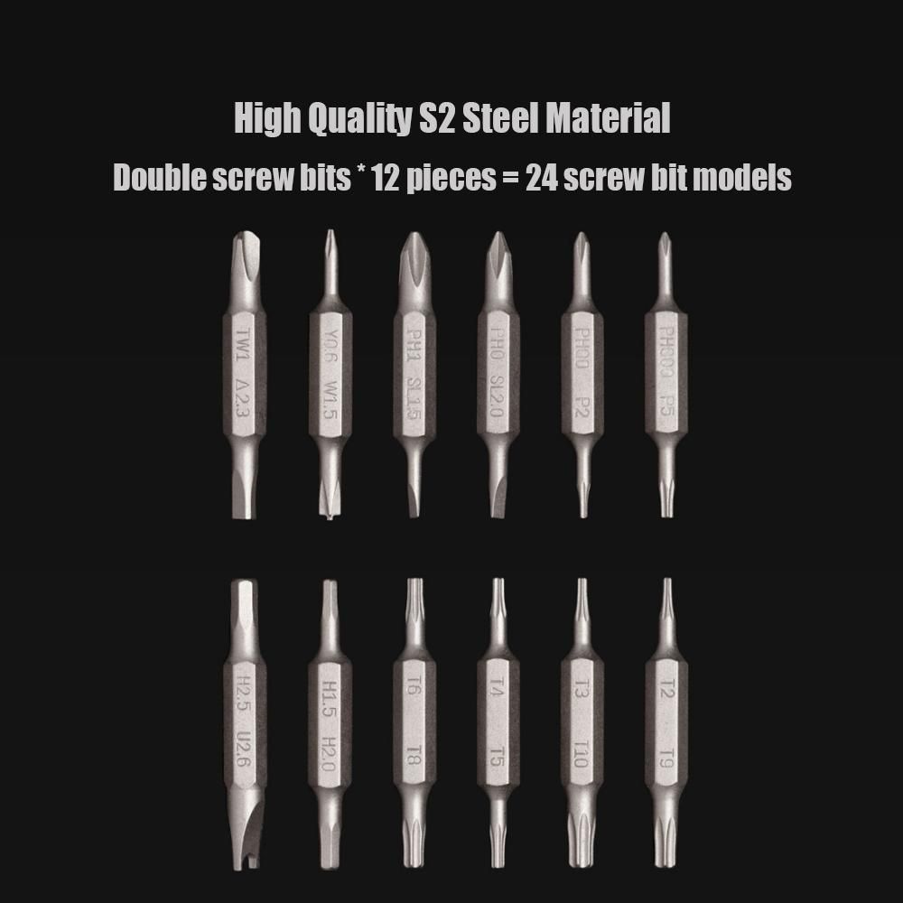 HOTO 24-In-1 Precision Screwdriver Set Double Screw Bits 24 Screw Bit Models With Magnetic Design Portable Mini Multi-Function Repairing Hand Tool Set