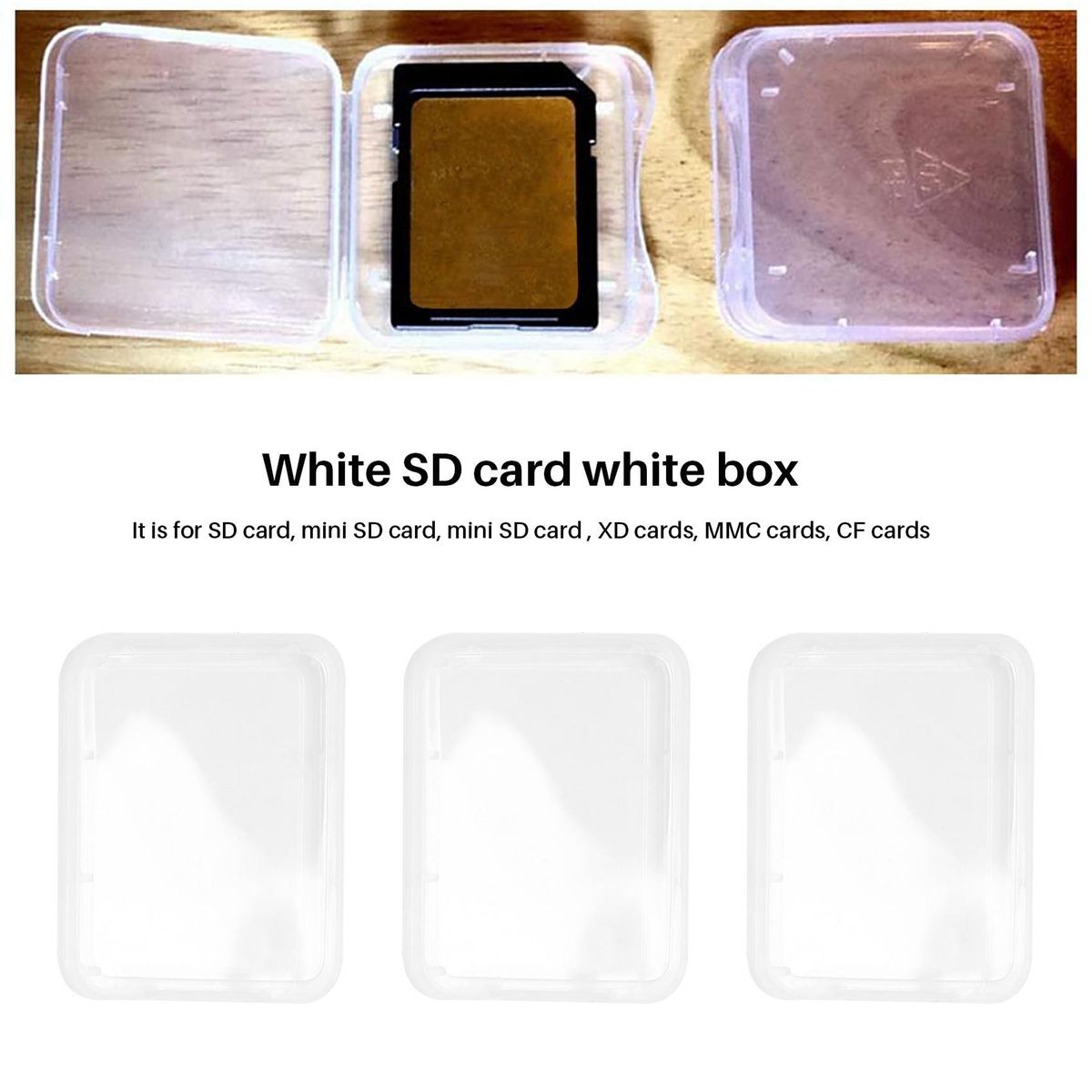5 Series Memory Card Case Box Protective Case for SD SDHC XD CF Card White transparent