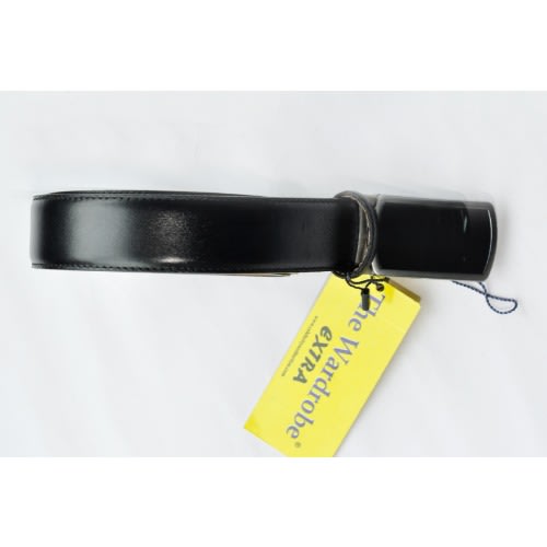 Leather Men Pin Up Plain Belt-Black- Size-110/44 Cm