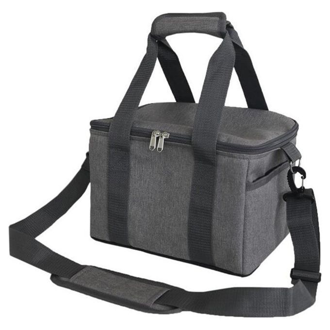 Large Oxford Cloth Insulated Food Cooler Bag Thermal Hiking Dark Gray