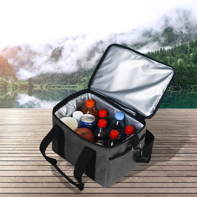Large Oxford Cloth Insulated Food Cooler Bag Thermal Hiking Dark Gray