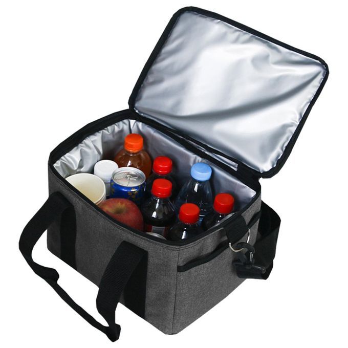 Large Oxford Cloth Insulated Food Cooler Bag Thermal Hiking Dark Gray
