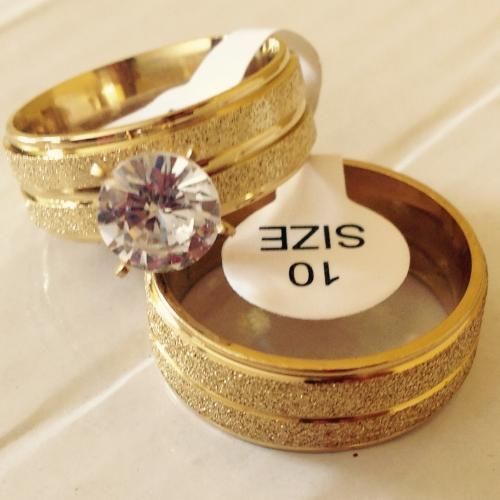 Wedding Ring Set T Gold Plated For Couple