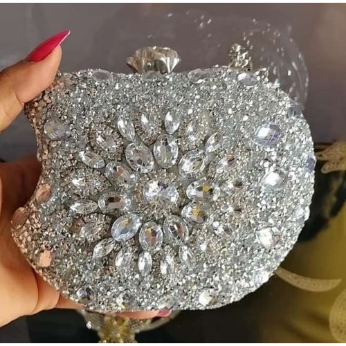 Super  Ladies Clutch Purse- Silver