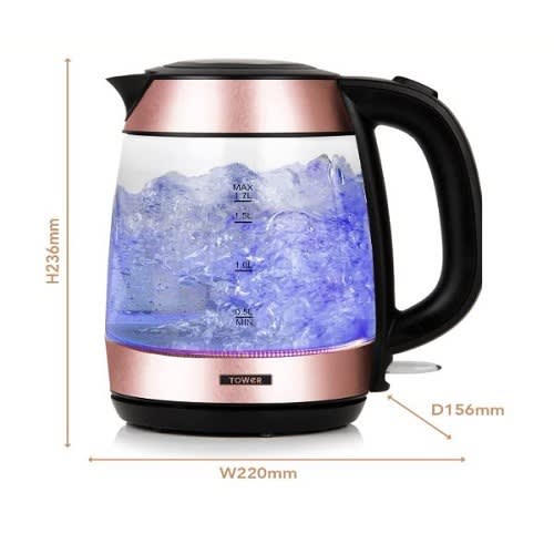 Illuminating Rapid Boil Glass Kettle - 3kw - 1.7l - Rose Gold