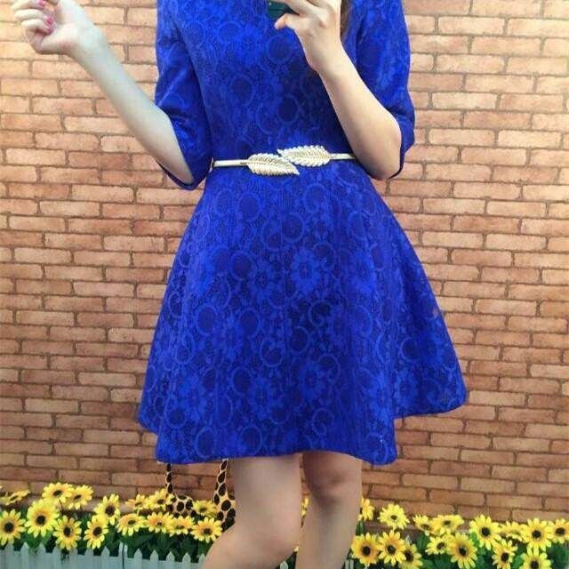 2017 Fashion Women Lady Metal Leaves Waist Belt Strap Stretch Elastic Waistband Gold Golden