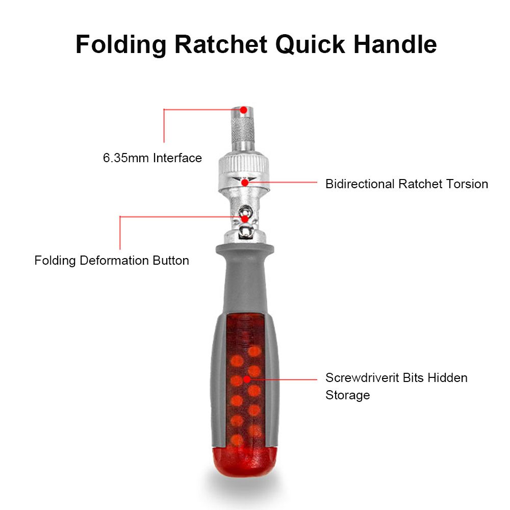 Two-Way Ratchet Screwdriver Set With 10 Bits 180° Alloy