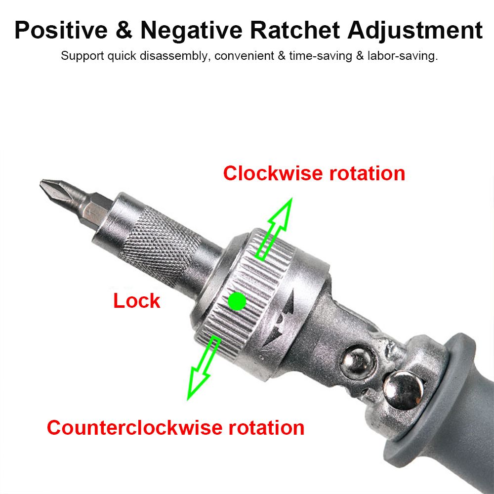 Two-Way Ratchet Screwdriver Set With 10 Bits 180° Alloy