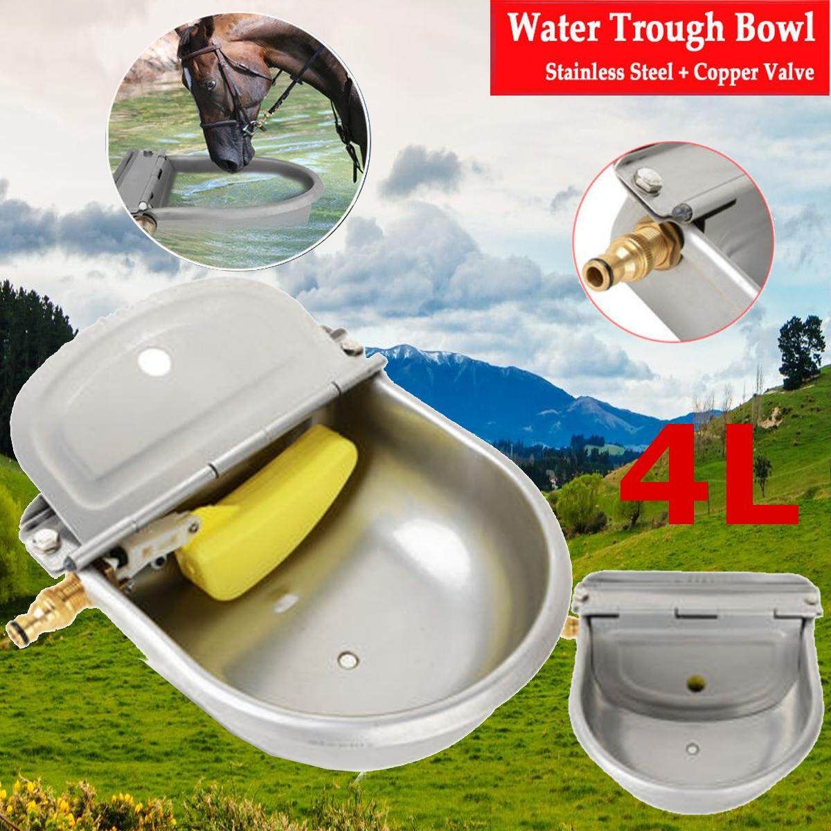 Automatic Float Valve Water Trough Bowl Stock Water Drinking 4L Donkey Horses, Chickens