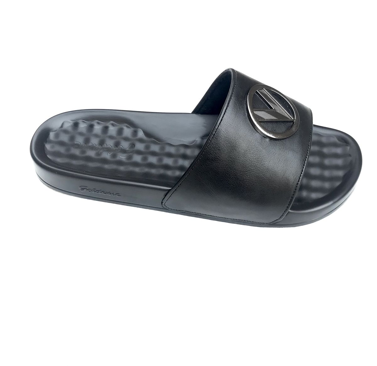 Trendy Slide Summer Slippers With Logo - Black