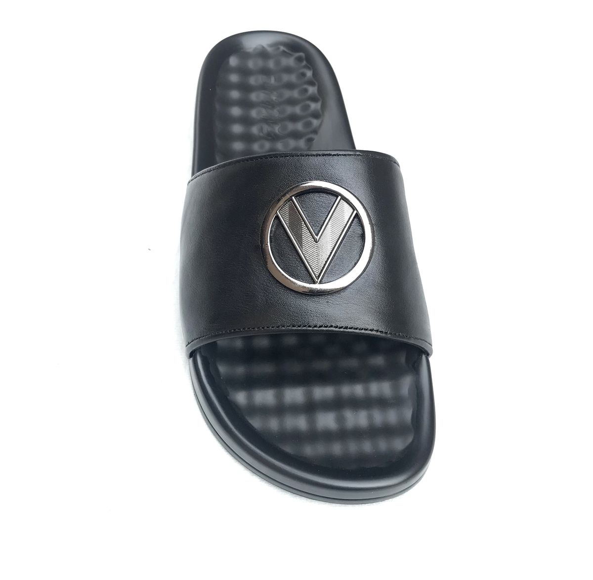Trendy Slide Summer Slippers With Logo - Black