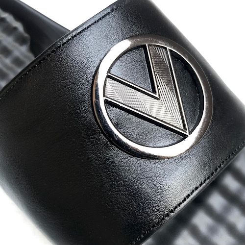 Trendy Slide Summer Slippers With Logo - Black