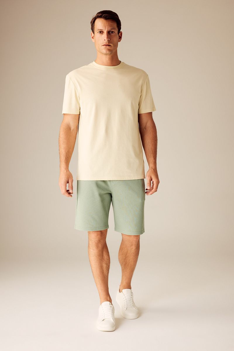 Man Slim Fit Knitted Knitted Short - Green