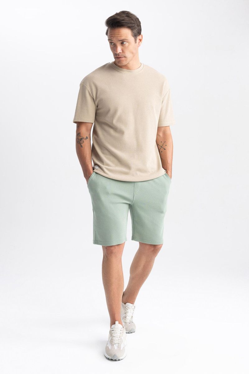 Man Slim Fit Knitted Knitted Short - Green