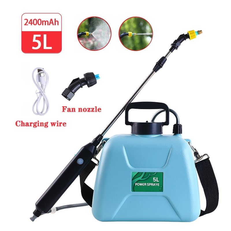 5L 2400mAh Electric Sprayer Rechargeable Lithium Battery Garden Sprayer Smart Agricultural Disinfection Pesticide Dispenser Blue