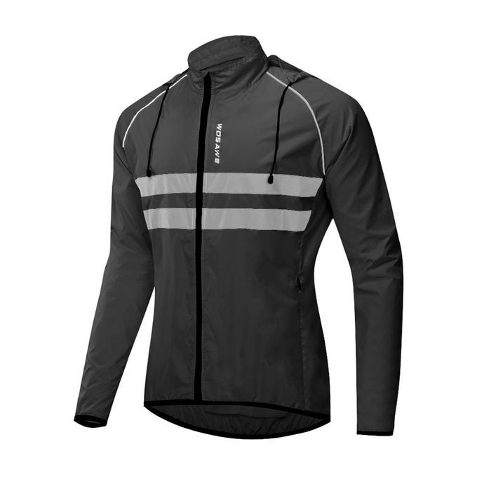 Reflective Cycling Hooded Jacket Windproof MTB Bike Jersey Coat XL