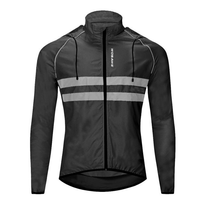 Reflective Cycling Hooded Jacket Windproof MTB Bike Jersey Coat XL