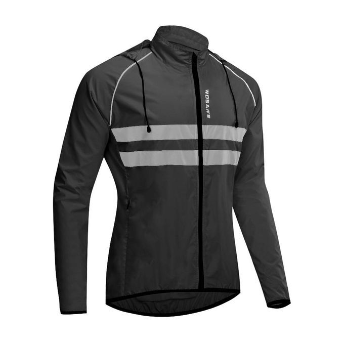 Reflective Cycling Hooded Jacket Windproof MTB Bike Jersey Coat XL