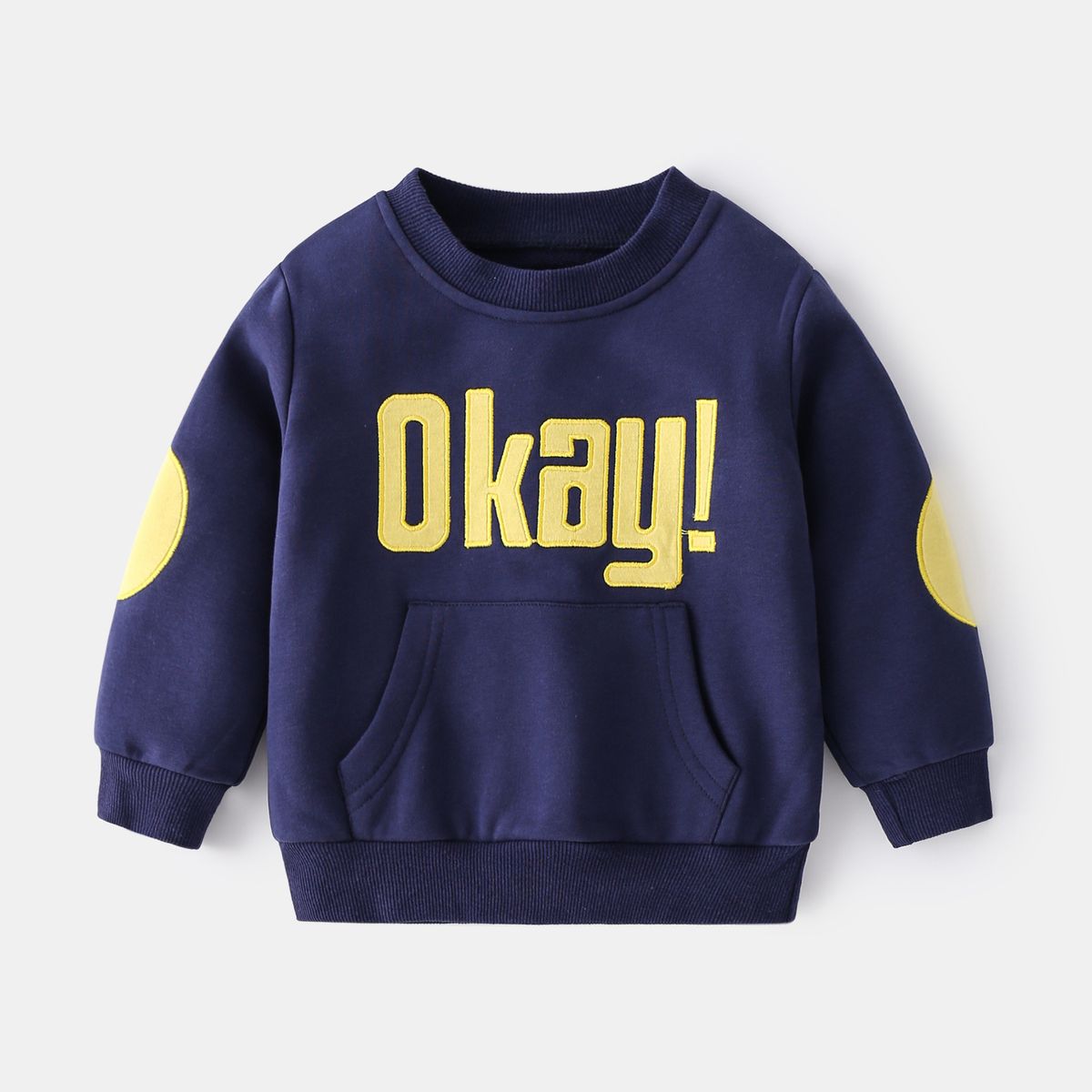 Cotton Kids Long Sleeve Boys Pullover Sweatshirts-Navy Blue
