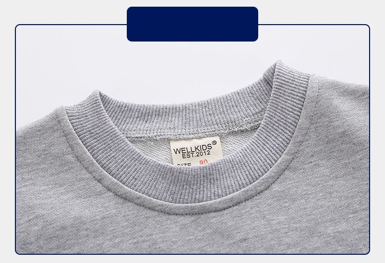 Cotton Kids Long Sleeve Boys Pullover Sweatshirts-Navy Blue