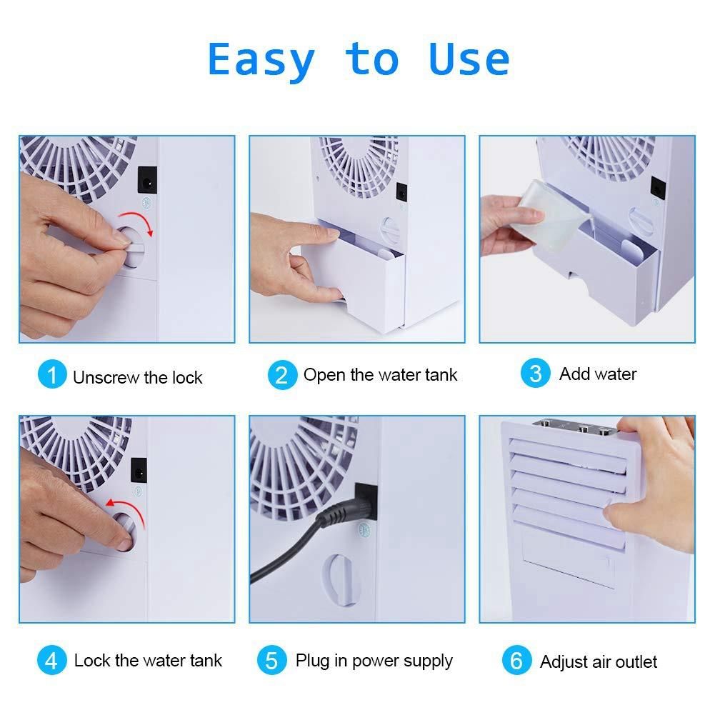 Air Conditioner Fan,Air Personal Space Cooler Small Fan Eu Plug White