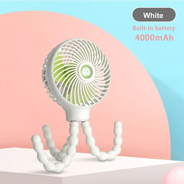 Stroller Fan Hand Rechargeable USB Less Folding Fans
