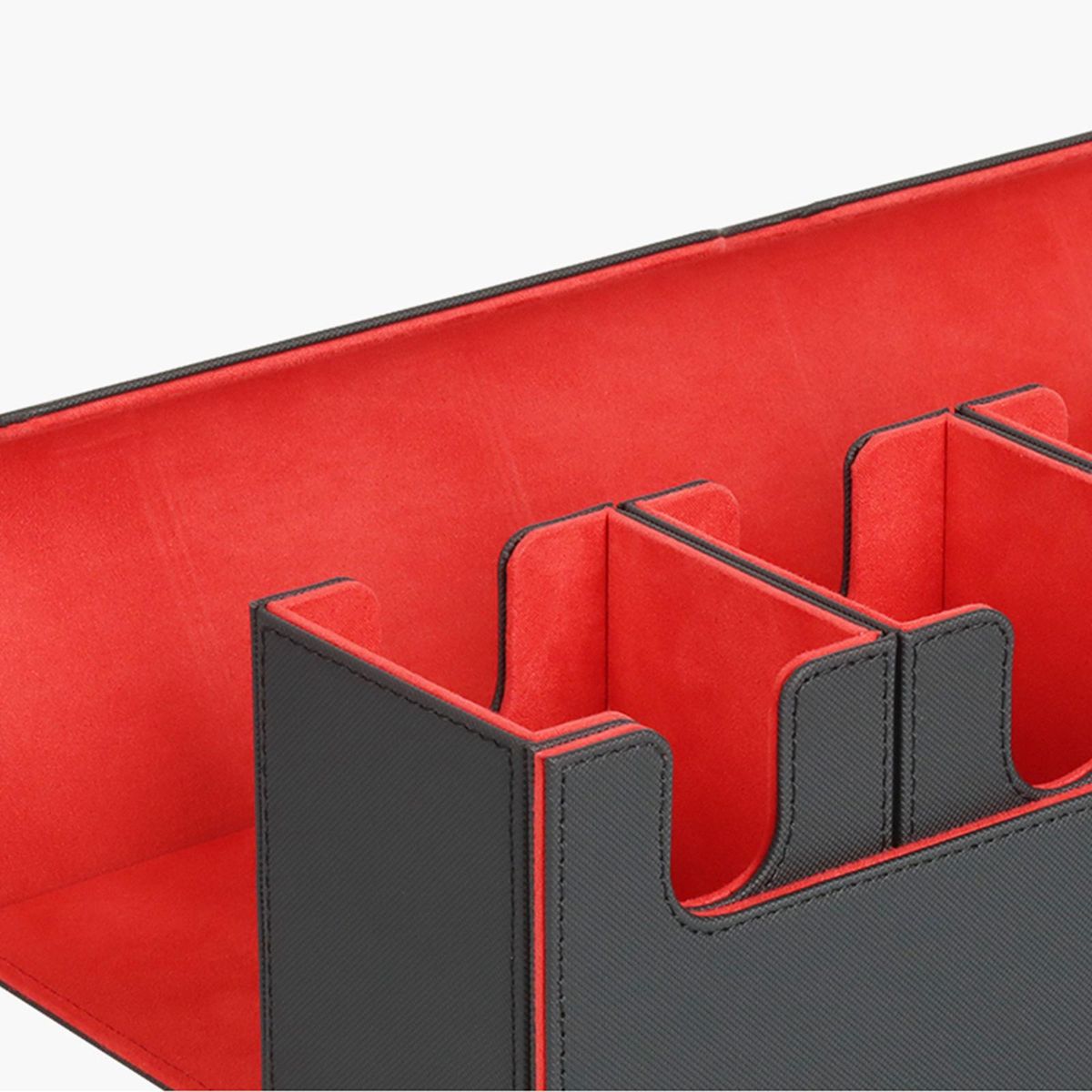 5 Compartment Card Deck Box Organizer Storage Holder Black Red