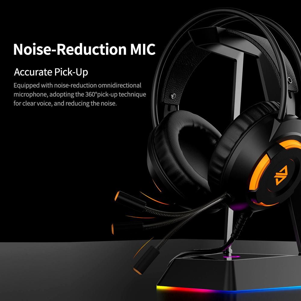 Ajazz AX120 USB Wired Headset 3.5mm Stereo Gaming Headset Noise Cancelling Headphone with Mic 50mm Driver Unit White