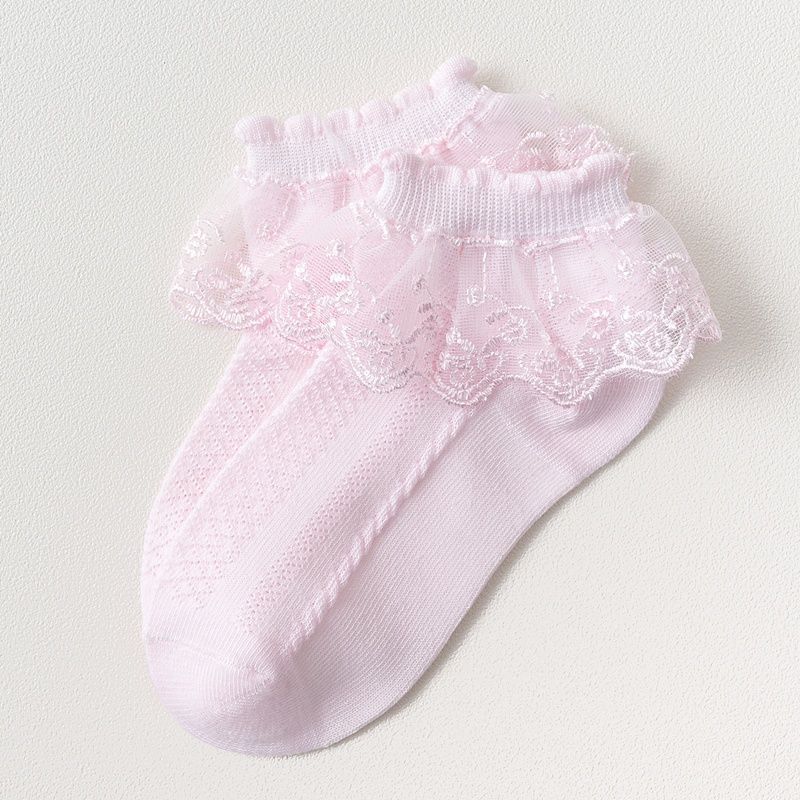 BABY GIRL ANKLE SOCKS  2 PAIRS - WHITE + PINK