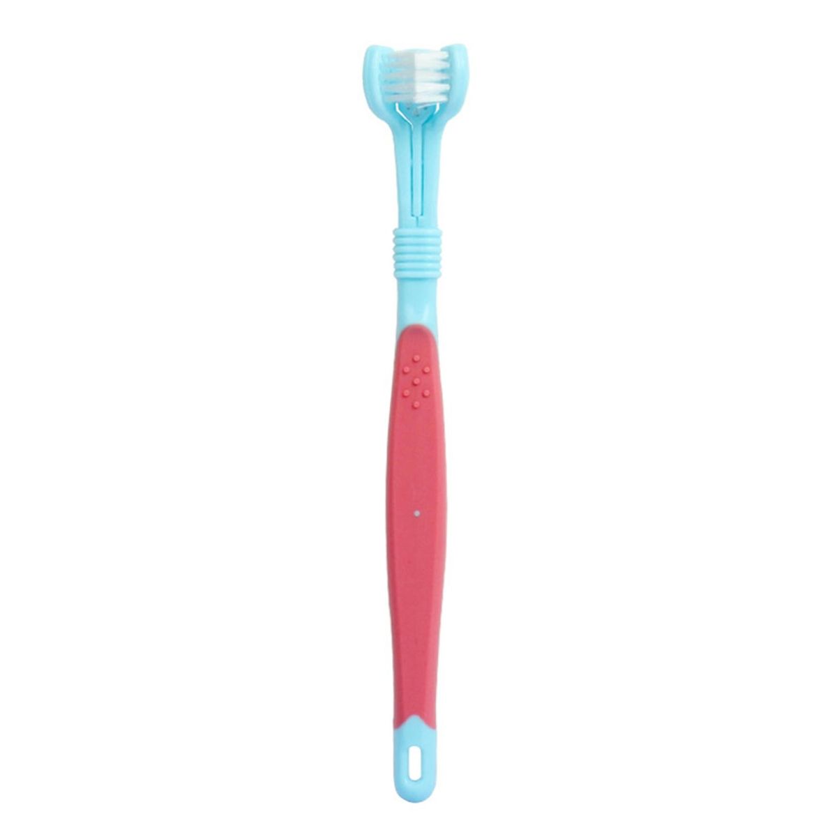 Dog Cat Toothbrush Pets Three-Head Multi-angle Toothbrush Blue