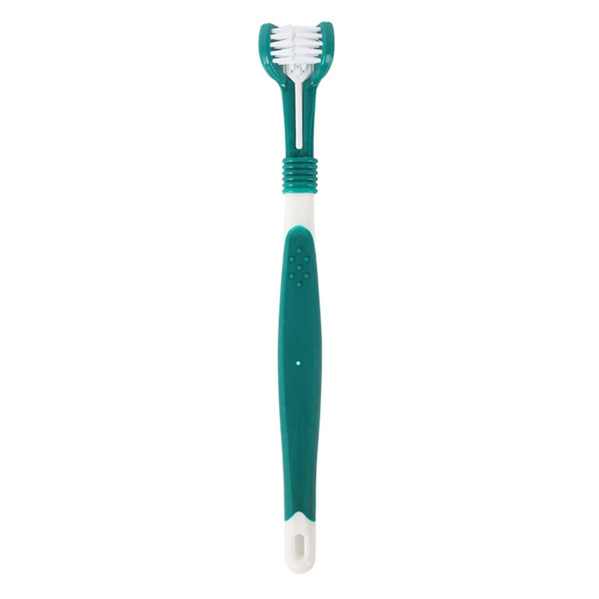 Dog Cat Toothbrush Pets Three-Head Multi-angle Toothbrush Atrovirens