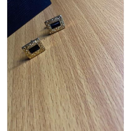 Gold Black Square Men's Cuff Links