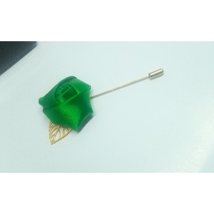 Brooch With Gold Leaf + Free Box - Green Lapel