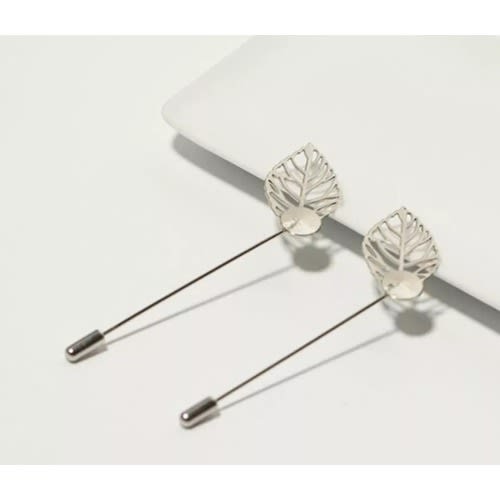 20 Silver Leaf Lapel Brooch Pins