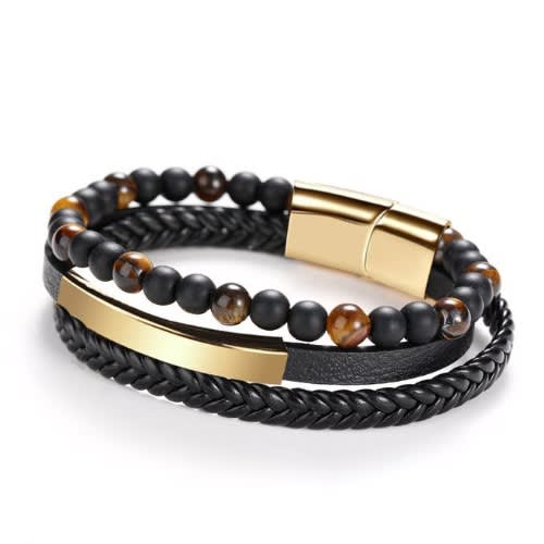 2 In 1 Full Steel Unisex Wrist Watch With Bracelet-gold