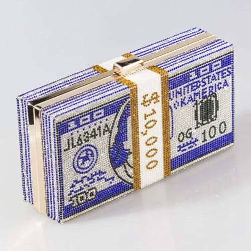 Dollar Scripted Clutch Purse - Blue