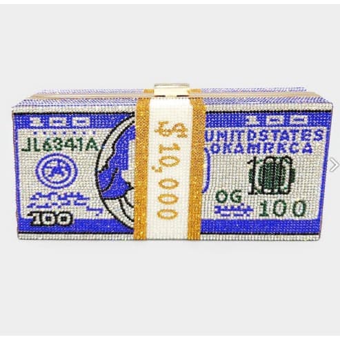Dollar Scripted Clutch Purse - Blue