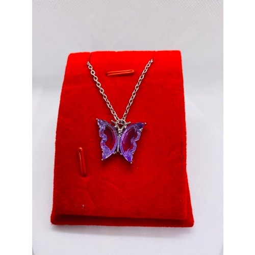 Butterfly Necklace - 5pcs - Purple