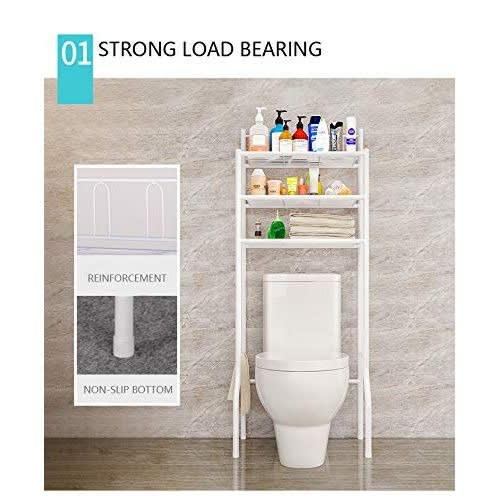 3 Tier Over Toilet Bathroom Storage Rack Shelf Organizer Space Saver - White