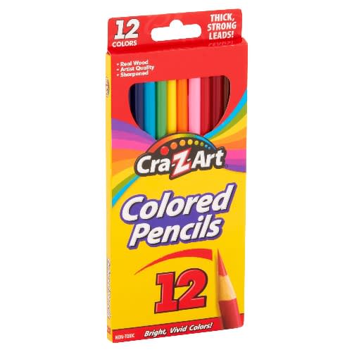 12 Colored Pencil Crayon- Real Wood