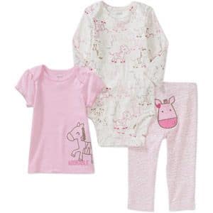 Newborn Girls’ 3-Piece Pony Print Set