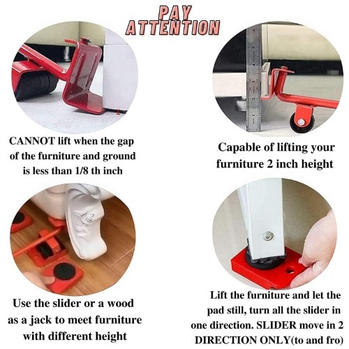 Furniture Lifter Mover Tool Set With Pads