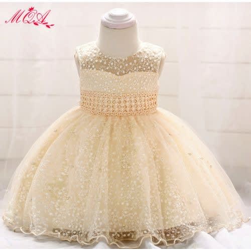 Girls Beaded Ball Gown - Champagne